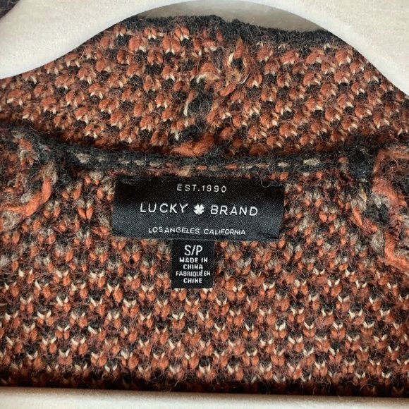 Lucky Brand Sweater Women's Small Brown Aztec Ikat Knit Open Front Cardigan 7286 - Picture 3 of 6